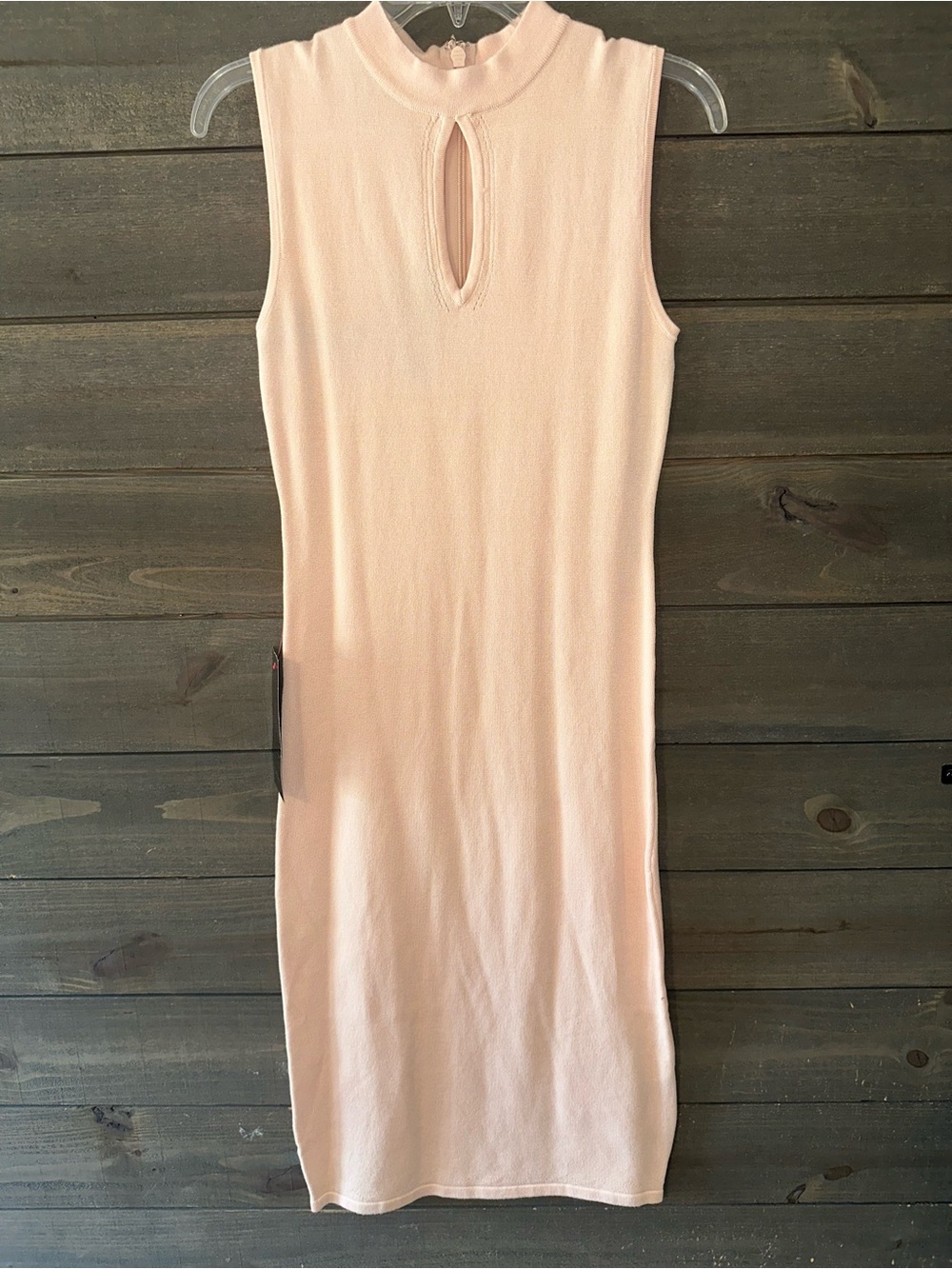 NWT BEBE Sleeveless Keyhole Midi knit Dress in Light Peach